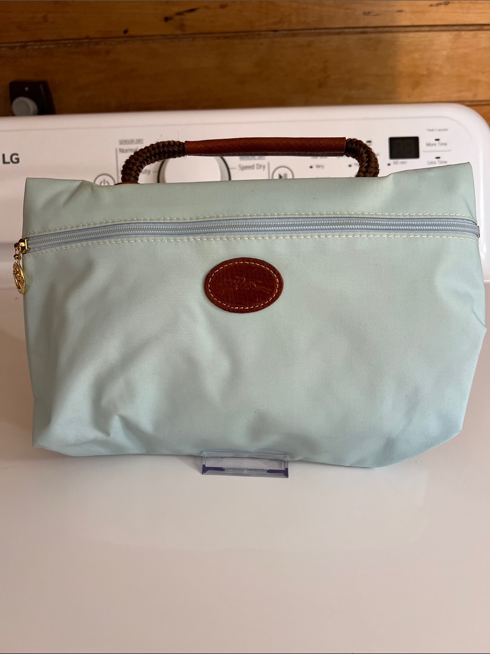 Longchamp Light Blue Top Handle Pouch or Mini Bag